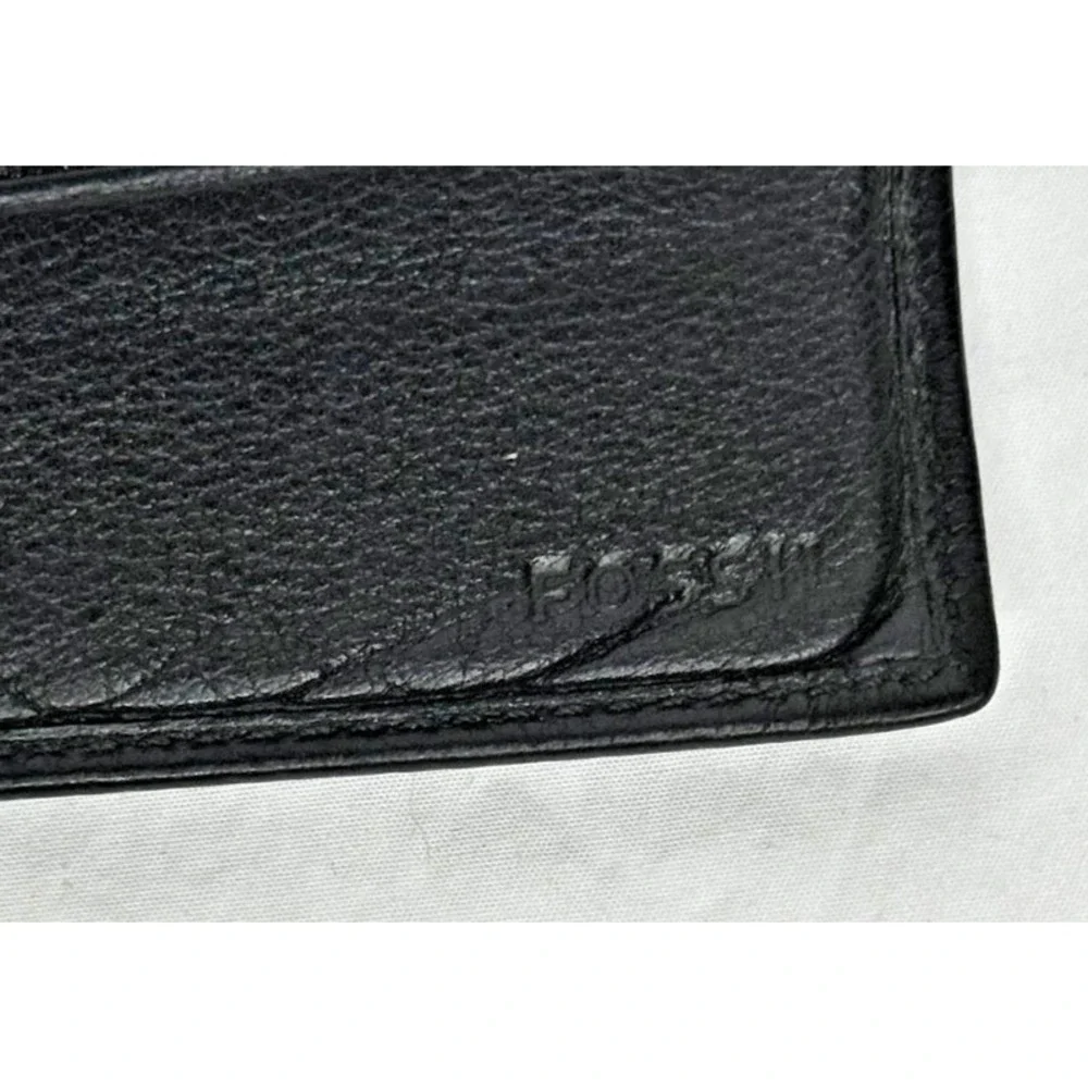 Mens Fossil Wallet Bifold Black Leather 3.5x4
